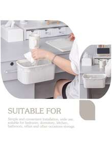 1pc Bedside Plastic Storage Basket, Bed Organizer Box, Headboard Shelf, Hanging Waste Bin - Multicolor - View 5