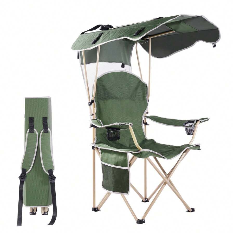 Camping Chair With Canopy Portable Canopy Camping Chairs With Shade For Outside Folding Beach Chairs With Shade For Adults(Olive Green) - Red - View 1