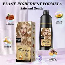 Natural Hair Dye Shampoo 3 IN 1, Hair Color For Gray Hair Coverage, Hair Coloring Shampoo For Women, Color Shampoo Beard Dye For Men, Vegan Ammonia Free Hair Shampoo (NATURAL BLONDE) - 彩色 - 查看 2