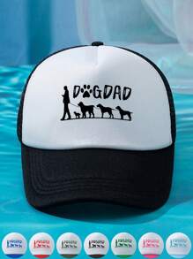 1 Stück Unisex Outdoor Lässig Mode einstellbare Größe UV-Schutz DOGDAD bedruckte luftdurchlässige weiche Mesh Baseballkappe Truckerkappe, geeignet für den täglichen Gebrauch