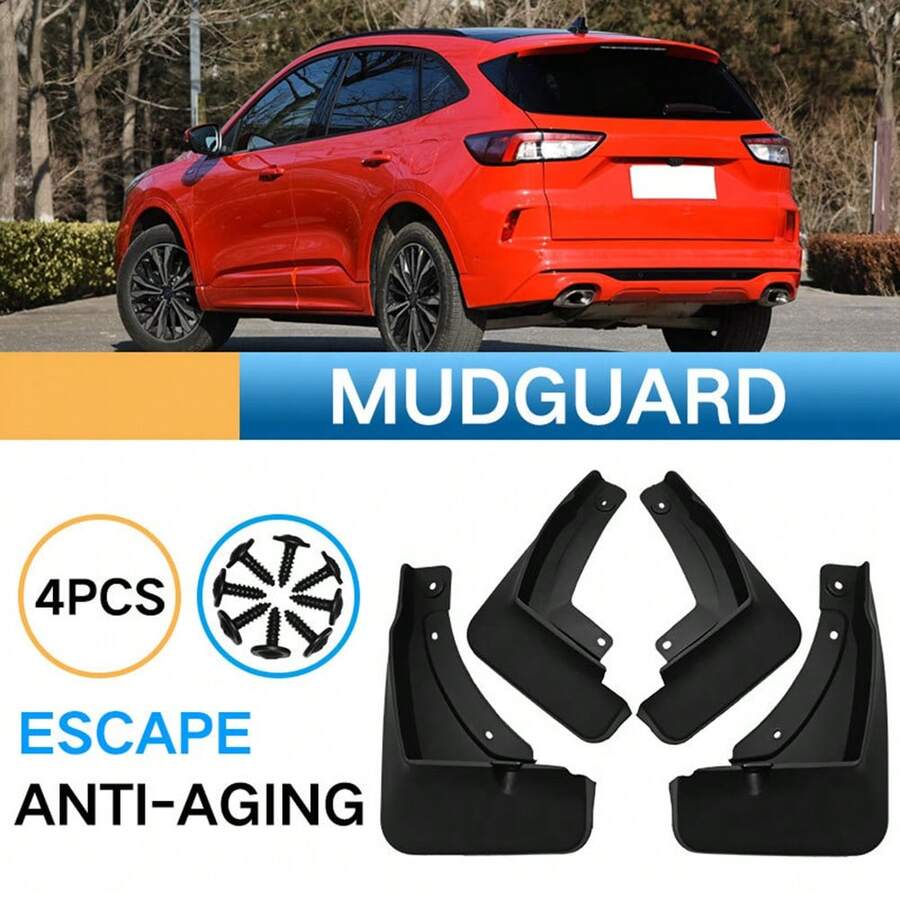 4Pcs Car Mud Flaps Splash Guards Mudguards Mudflaps With Hardware Kits All-Weather Anti-Aging Front And Rear Wheel Mud Guards Compatible For Escape 2020 - Black - View 1