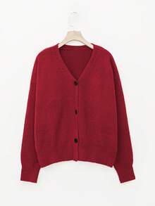 女士时尚 V 领纽扣开衫，休闲长袖，简约风格，适合分层穿着，轻松乡村氛围，秋冬