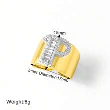 Chunky CZ Crystal 26 Letter Rings For Women Gold Silver Color Wide Rings Initial Jewelry Party Gifts