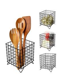 1pc Multifunctional Iron Square Storage Container/Basket, For Coffee Capsules, Cutlery, Stationery, Cosmetic Tools, Household Items, Movable Desktop Organizer, Ideal Gift For Students For Back To School Season