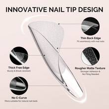 Short Almond Gel X Nail Tips, 300Pcs Pre-Shaped Half Matte Acrylic Fake Nails, 12 Sizes Full Cover Soft Gel Nail Tips For Nail Extension At Home DIY Salon - Short Almond - 查看 3