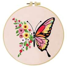 1 件刺绣套件，20x20cm/7.9x7.9 英寸，手工 DIY 刺绣套件，蝴蝶图案，适合成人初学者，包括绣花布、说明书、绣花框和针线，可作为朋友或家人的礼物，家具，办公室手工艺术品