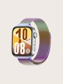 1pc Solid Color Quick Release Magnetic Clasp Stainless Steel Milanese Strap, Compatible With Huawei Watch Fit 3 / Fit 4 - Watch Fit 3/4 - View 8