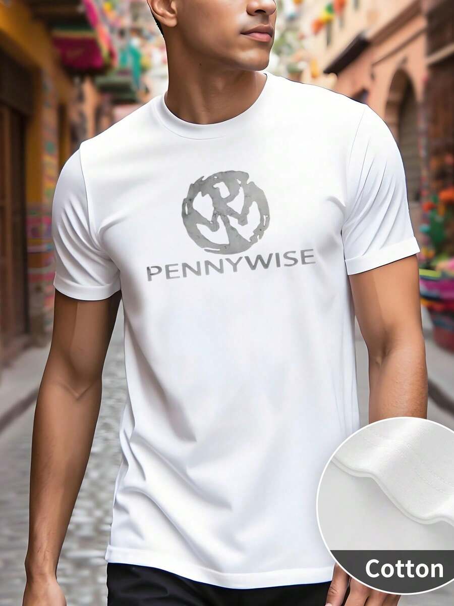 Camiseta Hombre Rock Estampado Vintage Banda Pennywise 220g Algodón Grueso - Blanco - Ver 1