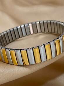 1 Stück Mehrfarbiges elastisches Armband Edelstahl Armband für Frauen Silber Armreif für Alltag, Party, Hochzeit, Geburtstag, Schmuckgeschenke