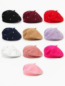 2pcs/1pc Women Solid Color Casual Wool Beret Cap, Versatile Fashion Hat For Daily Wear