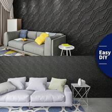 Art3dwallpanels 33 Pack 3D Wall Panel For Interior Wall Décor, PVC Textured Wall Panels, 3D Wallpaper Modern Wall Tiles, Black