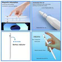 [قلم أبل للآيباد] قلم أبل متوافق مع الآيباد - أقلام لمس سريعة الشحن مع حساسية الميل والتثبيت المغناطيسي ومنع لمس الكف - مناسب للأجيال من 2018 إلى 2024، متوافق مع آيباد أبل الجيل 6-10 / برو 11 بوصة و 12.9 بوصة الجيل 3-5 / الجيل 3-5 من الهواء / الجيل 5/6 من الميني، خيارات ألوان متعددة، متوافق مع قلم كتابة اليد للآيباد