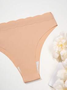 7pcs Women Seamless Underwear Set, Fashionable Wavy Waistband Design, Comfortable Skin-Friendly Non-Rolling, Suitable For Dates, Sports, Parties, Weddings, Everyday Wear