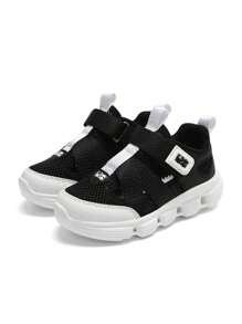 1 Pair Teenagers' Mesh Breathable Sports Shoes, Hollow Design, Elastic Upper, Hook & Loop Closure For Easy On/Off, Contrast Color Combination, Fashion & Versatile, Non-Slip & Durable Sole, Suitable For Daily Running, Sports, Travel & Multiple Scenarios