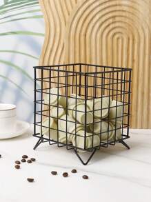 1pc Multifunctional Iron Square Storage Container/Basket, For Coffee Capsules, Cutlery, Stationery, Cosmetic Tools, Household Items, Movable Desktop Organizer, Ideal Gift For Students For Back To School Season