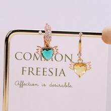 5 piezas de cobre de aleación con incrustación de en forma de corazón con alas, adecuado para hacer collares, pulseras, aretes, llaveros y joyería
