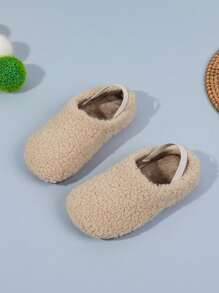 1 Paar Kinderpantoffeln für Herbst/Winter mit Plüschfutter, Mädchen Flauschige Slide Sandalen mit elastischem Verschluss hinten, Jungen Mules Pantoffeln zum Tragen innen und außen, geeignet für Kleinkind Kinder