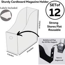 Local Delivery-Evelots Magazine File Holder -Set Of 6 White - Office Desk Organizer - Sturdy Cardboard - New Upgraded Double Front Panel -4" Wide-Easy Assemble - Floral - View 9