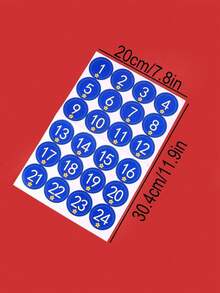 4pcs Red Number Stickers, Christmas Countdown Office & School Supplies Party Gift Seal Sticker - Red - View 2