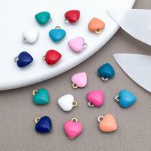 10pcs 8x9mm Cute Tiny Enamel Stainless Steel Heart Charms Mini Love Pendants For DIY Bracelet Necklace Earrings Jewelry Making Crafts Accessories
