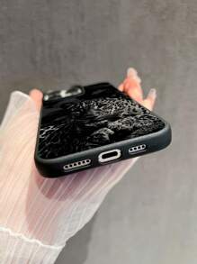 1 pieza Nuevo estuche protector de teléfono a prueba de golpes de TPU mate con estampado de labios negros y leopardo, compatible con Apple/ iPhone Compatible con iPhone 16 ProMax/15Pro/14Plus/13/12ProMax/11/S24 Ultra/S23 FE/S22/S21/S10/A54/A35/A14/A05S