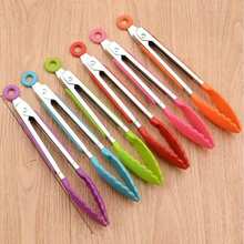 1pc Small Kitchen Tongs, 7-Inch Mini Food Tongs, Heat Resistant Nylon Tips Tongs For Cooking, Serving, BBQ, Grilling, Salad And More, Kitchen Stuff, Baking Tools - Multicolor - View 3