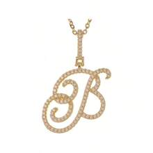 Gold Plated Initial Necklaces For Women Letter Pendant Necklaces Cubic Zirconia Stainless Steel Chain Iced Out Letter Necklace Birthday Gifts