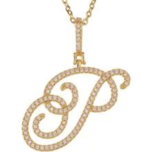 Gold Plated Initial Necklaces For Women Letter Pendant Necklaces Cubic Zirconia Stainless Steel Chain Iced Out Letter Necklace Birthday Gifts