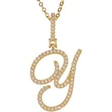 Gold Plated Initial Necklaces For Women Letter Pendant Necklaces Cubic Zirconia Stainless Steel Chain Iced Out Letter Necklace Birthday Gifts