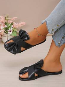Sandalias planas de mujer con tiras transparentes y diseño gráfico, sandalias planas de piel de PU elegantes y de moda