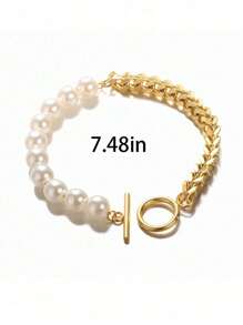 1 Stück Mode personalisiertes Armband aus gemischtem Edelstahl und Perlen für Frauen zum täglichen Tragen