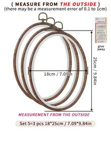 3 حلقات تطريز بنمط خشبي بيضاوي على الطراز القديم لل- DIY، إطارات تطريز، إطارات تنجيد، حلقات معلقة لصنع حلم، متوفرة ب- 6 أحجام، مصنوعة من ABS و PVC مع خطافات معدنية لديكور المنزل والهالوين والكريسماس والمفاتيح والحقائب والمكاتب والسيارات، تشمل 16 إبرة