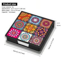 Kit de pintura de diamantes 5D - Cuaderno con caja de notas con patrón de mandala de 9 cuadrículas - Regalo hecho a mano único, conjunto de arte de diamantes, forma redonda asimétrica, regalo hecho a mano único para el escritorio de la oficina y el hogar - Multicolor - Ver 4