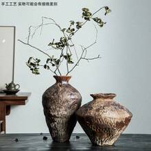 1pc Jingdezhen Vintage Ceramic Flower Vase, Wabi-Sabi Style Zen Decor, Handmade Large Pottery Jar For Living Room, Home Accents (Handcrafted, May Have Slight Variations) - Multicolor - View 2