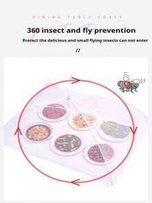 1pc Large Foldable Food Cover Fly Proof Kitchen And Outdoor Camping Food Cover, Feast Insect Proof Food Cover - White - View 10