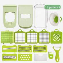 17-Piece Multifunctional Vegetable Cutter, Grater, Potato Cutter, Rasp, Onion Dicer, Vegetable Slicer - Kitchen Supplies - 綠色 - 查看 3