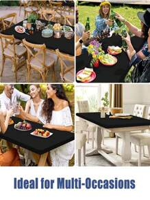 1 Piece Rectangular Tablecloth Cover +5pcs Polyester Dining Chair Cover/PU Chair Cover Set, High Stretch Polyester Spandex Material Tablecloth, Four Seasons Available Tablecloth Cover/Stool Cover, Suitable For Indoor, Outdoor, Picnic And Camping, Suitable For Decorating All Festivals And Important Occasions