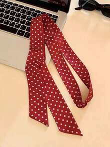 1pc Elegant Polka Dot Satin Skinny Long Scarf, Versatile Accessory For Bags, Shirts, Ribbons, Headbands, Belts, Suitable For Daily Wear, Parties, Photoshoots, Fashion Stylish Women's Rectangular Scarf For Dress - Small Polka Dot Scarf - View 14