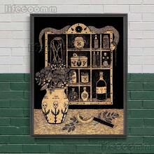 Baba Yaga Witch House Abstract Vintage Wall Art Canvas Painting Slavic Forest Witchcraft Cabin Art Poster Gift Optional Frame - Nhiều màu - Xem 48