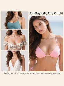 1 Paio di Reggiseno Adesivo Biadesivo, Riutilizzabile, Impermeabile, Cuscinetti per il Seno Autoadesivi con Sollevamento Istantaneo e Scollatura Aumentata, Adatto per Bikini, Costumi da Bagno, Abbigliamento Sportivo, Reggiseni Senza Spalline, con 10 Pezzi di Coperture Monouso per Capezzoli Boomba