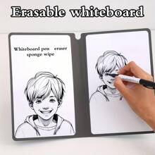 1pc Reusable Small Whiteboard Set, 4 Colors Available (Grey, Dark Blue, Brown, Beige), Includes Whiteboard Marker, Eraser Cloth, Sponge Eraser, Versatile For Office, Home, School Use - Memo Board, Drawing, Doodle, Learning,School Supplies,Back To School