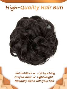 1 件凌乱发髻发片，带橡皮筋，凌乱卷发髻马尾接发，发髻发圈，女士适用