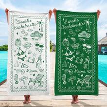 1pc 29″X58″ 31″X71″ Personalized Bachelorette Beach Towel, Custom Location Name Bachelorette Party Pool Towel, Coastal Bridal Shower Gift, Bridal Beach Towel - trắng - Xem 2
