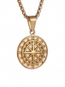 1PC Stainless Steel Compass Medal Pendant Necklace Men And Women Street Party Cool Jewelry Gifts