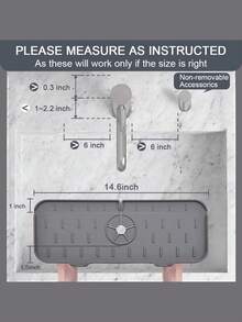 Silicone Draining Pad, Kitchen Bathroom Faucet Anti-Splash Sink Drain Mat, Kitchen Faucet Sink Splash Guard, Silicone Water Catcher Mat – Sink Draining Pad Behind Faucet, Grey Rubber Drying Mat For Kitchen & Bathroom Countertop Protect - Multicolor - View 3