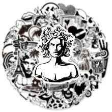 50 件全新黑白艺术涂鸦贴纸，适用于摩托车头盔、滑板、手机壳、行李箱 - 1 - 查看 4