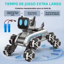 Juguete para perros con detección de gestos RC Stunt Cars Robot para perros, 8 ruedas, iluminación fresca con música, regalos de cumpleaños de Navidad para niños - Plateado - Ver 3