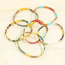 1pc Bohemian Style Colorful Glass Bead Bracelet, Perfect Gift For Men And Women