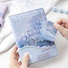 1 件风景笔记本磁扣彩色页面风景油画日记周计划器适用于学生 DIY 剪贴簿、学校用品、返校