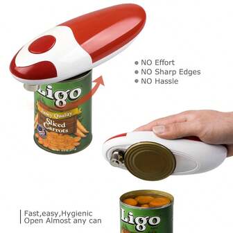 Ouvre-boîte électrique automatique - Ouvrez vos boîtes d'un simple appui sur un bouton, sans les mains, design à bords lisses, fonctionne sur piles, sans danger alimentaire, opération à un toucher sans effort - Parfait pour les personnes âgées et les femmes, gadget de cuisine et idée de cadeau !